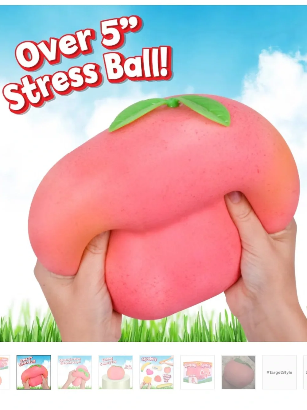 Lot/2 XL Peach Squeezy & XL Carrot Squeezy by Sunny Days Bundle/ 2 Squishies NEW